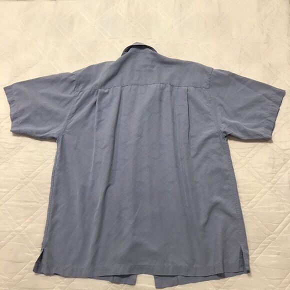 Paradise Blue Silk blue button up shirt Large - Picture 5 of 5